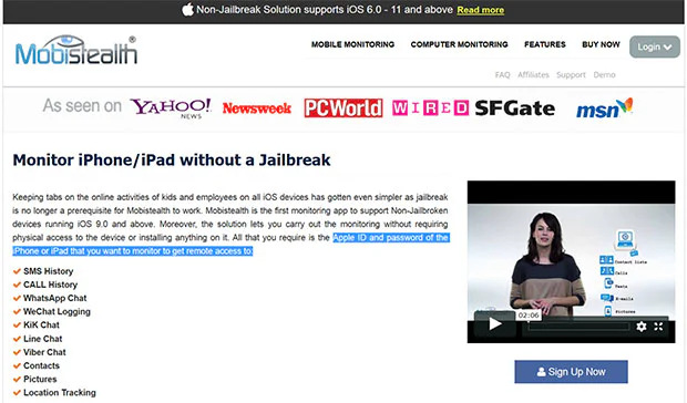 Mobistealth iPhone spying software