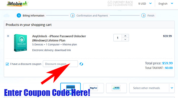 AnyUnlock iPhone Password Unlocker coupons